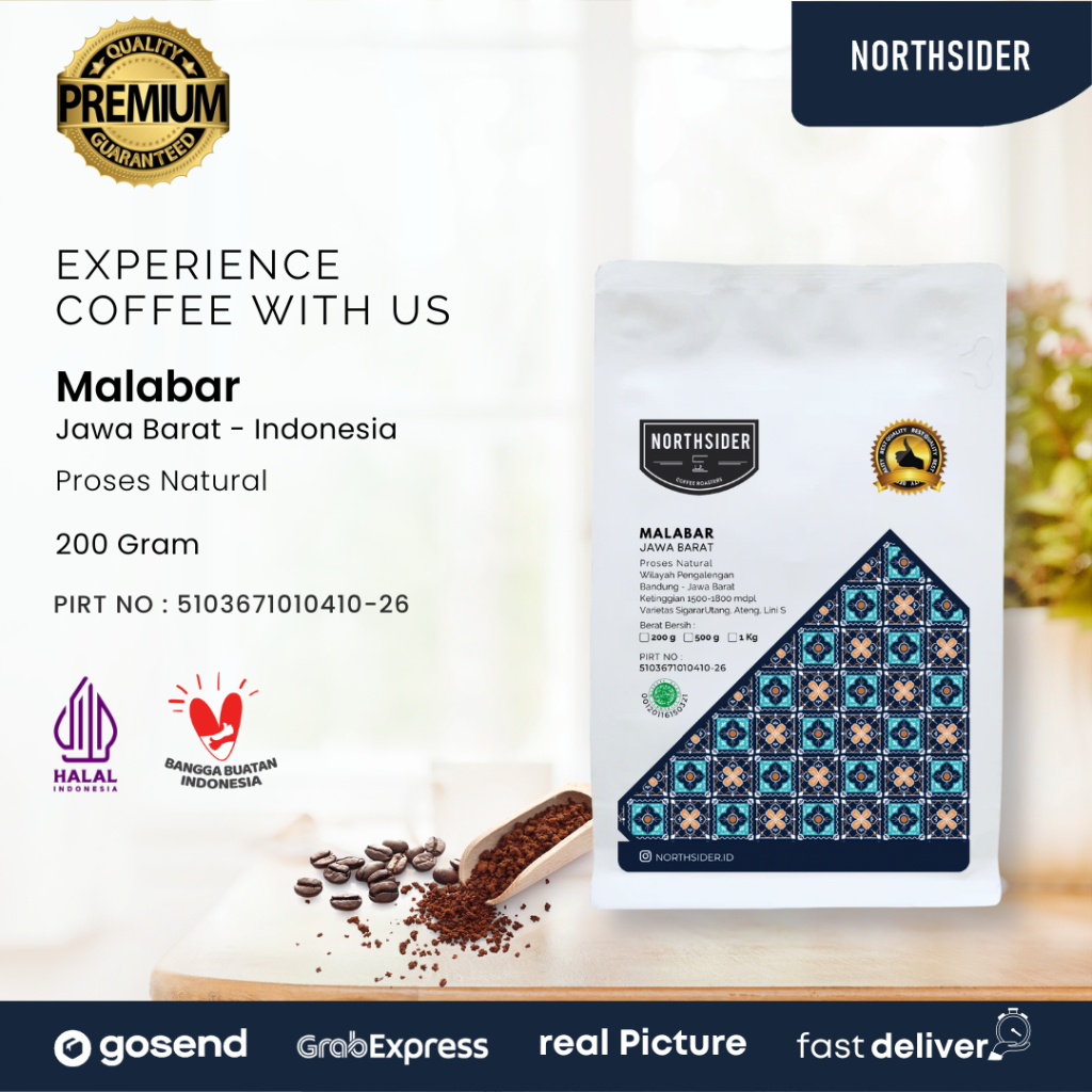 BIJI KOPI ARABIKA JAVA MALABAR NATURAL - 200GR MANUAL BREW NORTHSIDER COFFEE