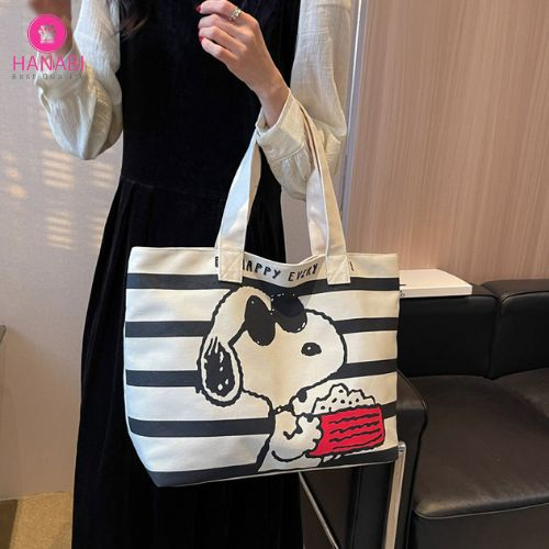 HANABI-tas totebag SNOOPY HAPPY tas wanita tas jalanjalan tas korea