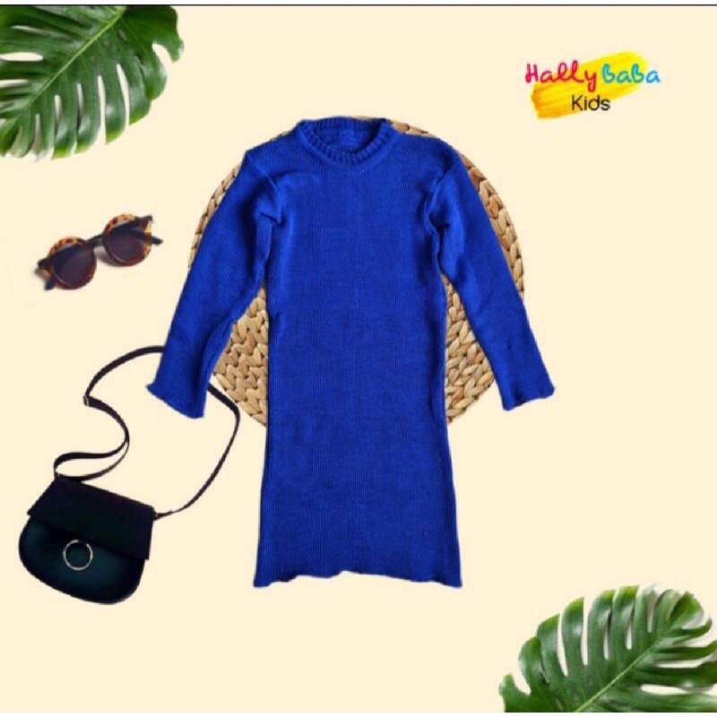 Hallybaba Kids - Knite Dress Angella Anak (1-7th) Rajut Tangan Panjang