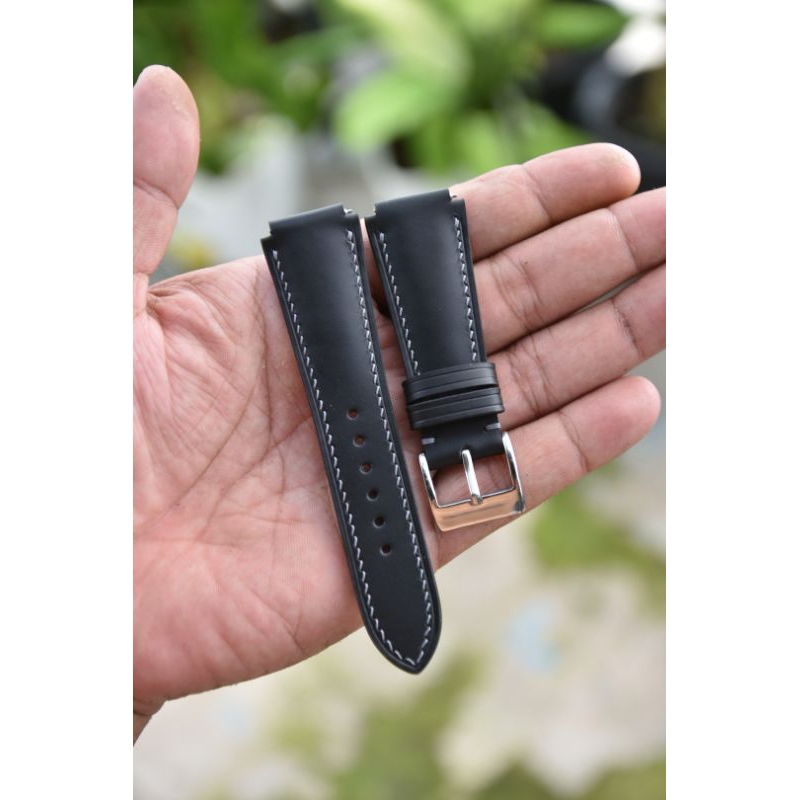 handmade leather strap / strap jam tangan kulit casio AE1200 whd hitam