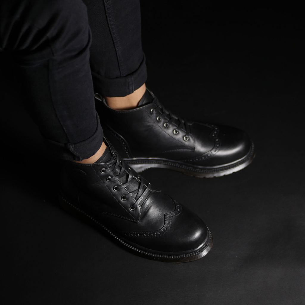 Sepatu Boots Pria Kulit Asli Kerja Kantor Dinas Sekolah Formal Shoes Pantofel Cowok Laki Ori Greata Pelllife Black