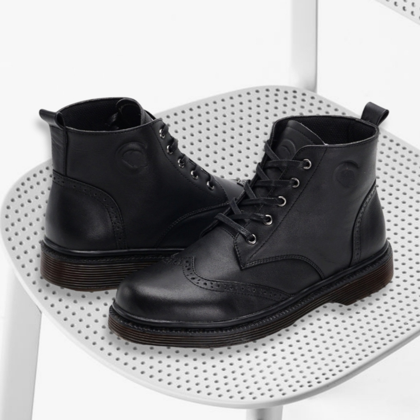 Sepatu Boots Pria Kulit Asli Kerja Kantor Dinas Sekolah Formal Shoes Pantofel Cowok Laki Ori Greata Pelllife Black