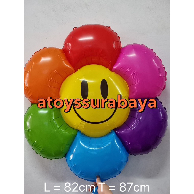 BUNGA MATAHARI PELANGI BESAR JUMBO (BALON GAS/FOIL/TERBANG/KARAKTER)