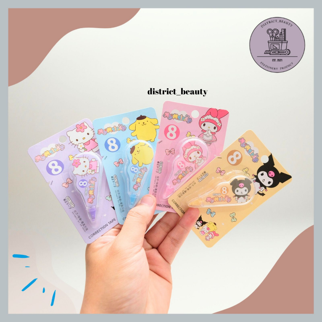 

CORRECTION TAPE SANRIO TIP EX ROLL PENGHAPUS PULPEN SANRIO KUROMI CINAMOROL TERMURAH