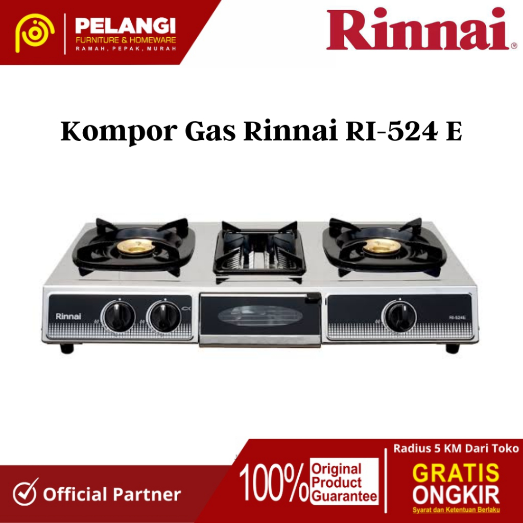 Kompor Gas Rinnai RI-524E | Kompor Gas 3 Tungku | Kompor Gas Rinnai | Kompor Gas | Kompor Gas Rinnai