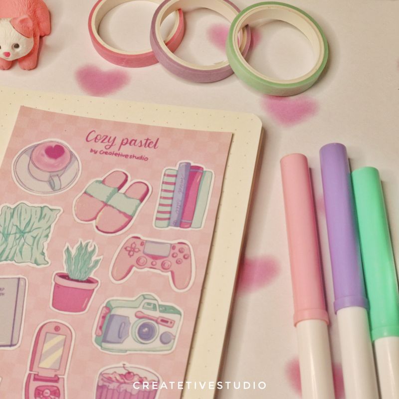 

Cozy pastel sticker sheet (11 pieces)