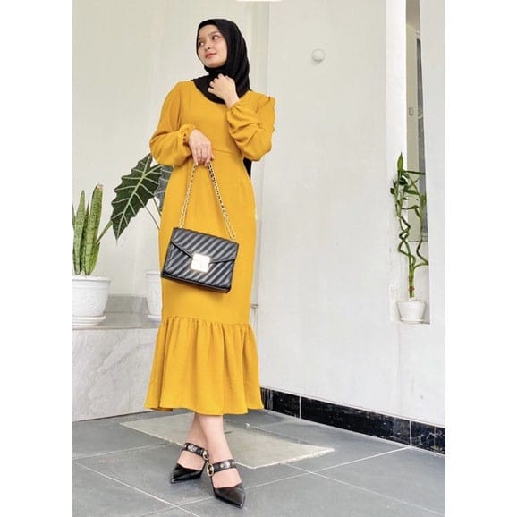 SISKA MIDI DRESS KOREAN LOOK / DRESS KOREA WANITA MODEL MERMAID ATAU DUYUNG