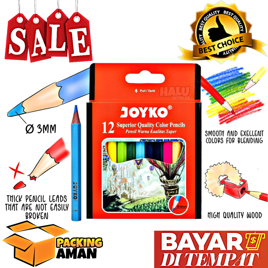 

(BISA COD) PROMO 1 Set Pensil Warna Pendek CP-102 12 Warna / Alat Mewarnai / Alat Menggambar
