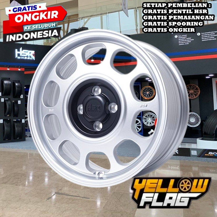 velg mobil ring 16 HSR model kaleng pcd 4x100 R16 silver - brio vios agya mobilio ignis sigra confer