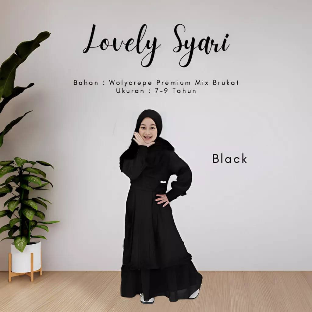 Gamis Anak Tanggung Perempuan Umur 7-9 Tahun Lovely Dress Kids FREE PASHMINA