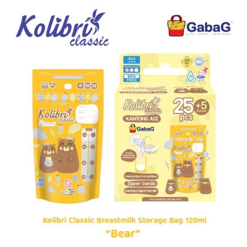 KANTONG ASI 120ml GABAG x FENUCAPS KOLIBRI MAMA BEAR BREASTMILK STORAGE