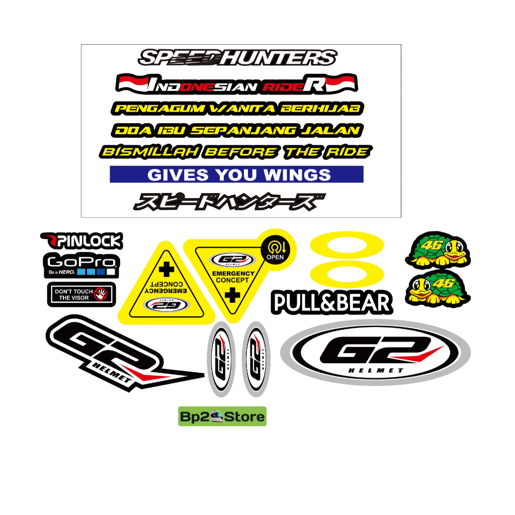 Paket Stiker Helm G2 / Set Stiker Helm G2