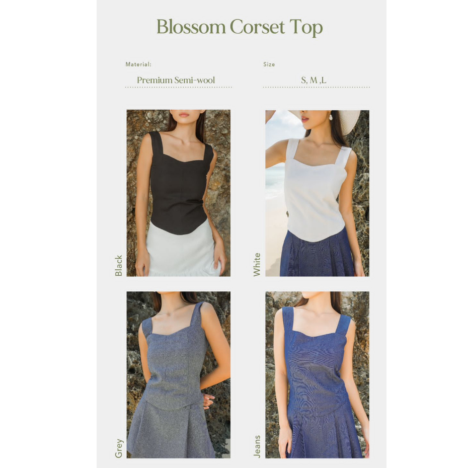Blossom Corset Top ---- Ocha Wear | Atasan Pakaian Wanita | Korean Tanktop Camisole