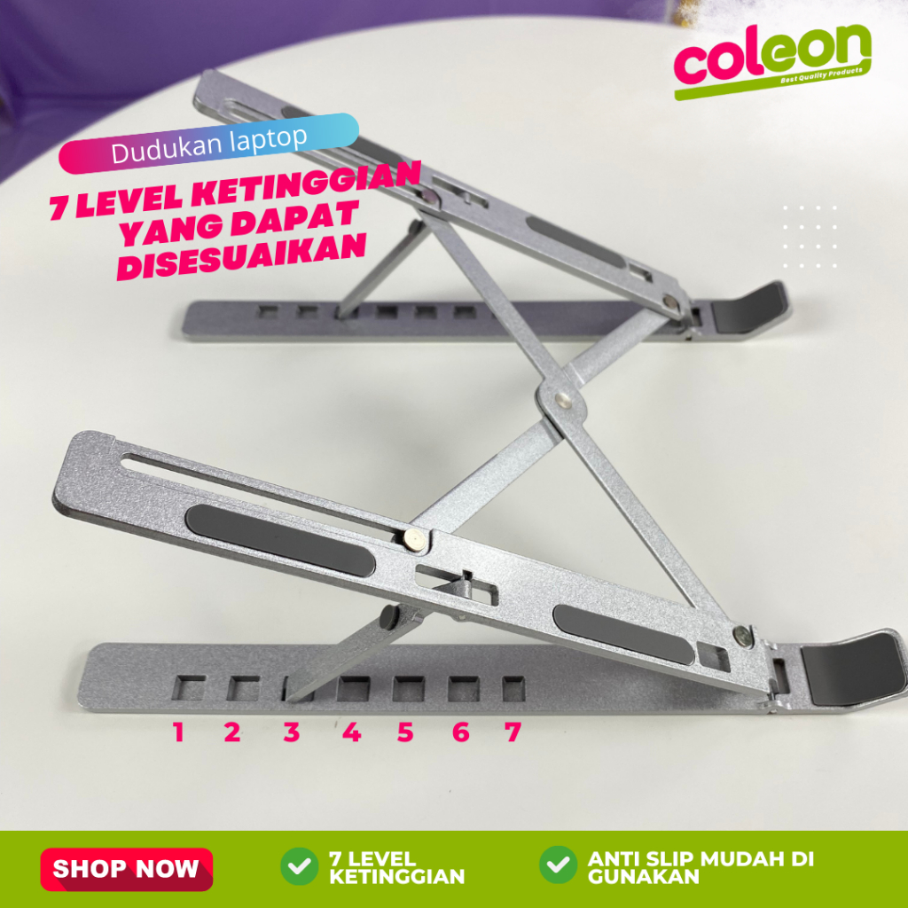 [COD] Dudukan Penyanggah Laptop Stand Portable Holder Lipat Tatakan Ipad Bahan Aluminium Kuat Kokoh Ringan