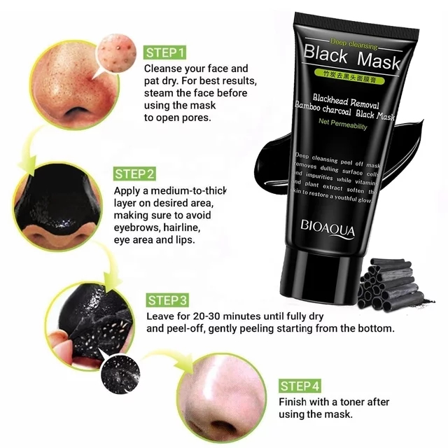 BIO AQUA MASKER WAJAH HITAM PENGHILANG KOMEDO ANTI JERAWAT BLACKHEAD MASK BAMBOO CHARCOAL AMPUH PRIA