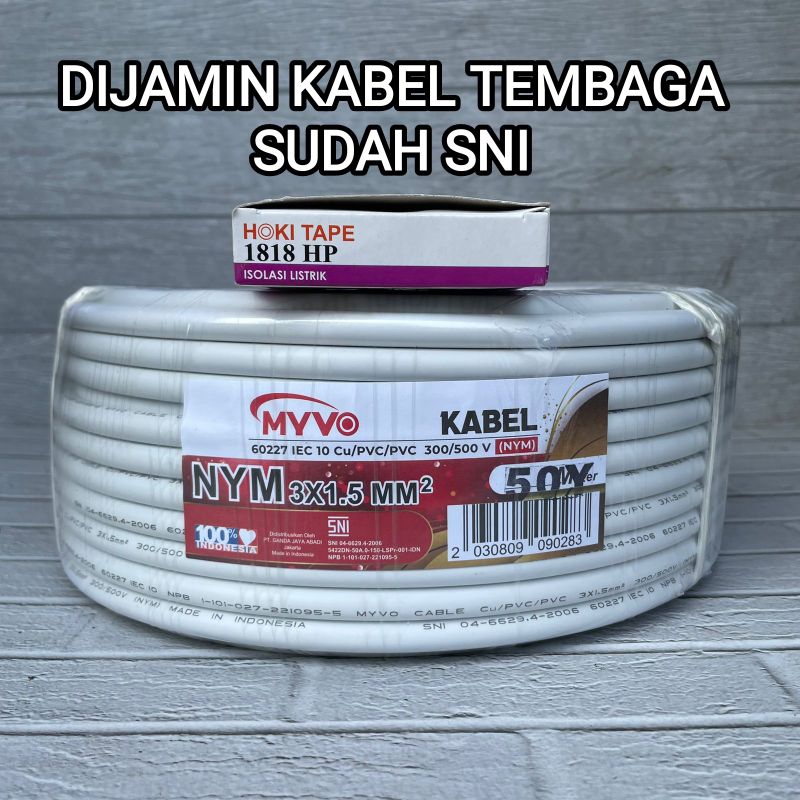 HARGA PER METER MYVO KABEL LISTRIK NYM 3X1.5 TEMBAGA MURNI SNI