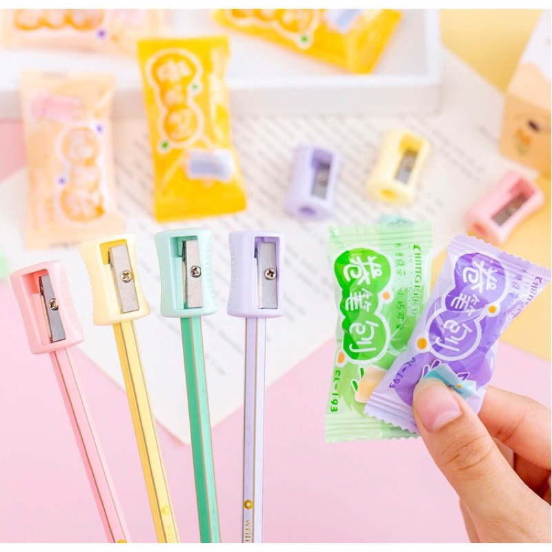 

Rautan Pensil Lucu Unik Bentuk Permen Candy Pastel Aesthetic