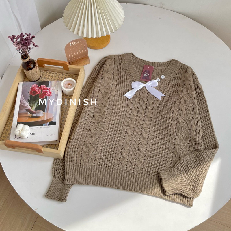 Zora Sweater Rajut Wanita Motif Pita