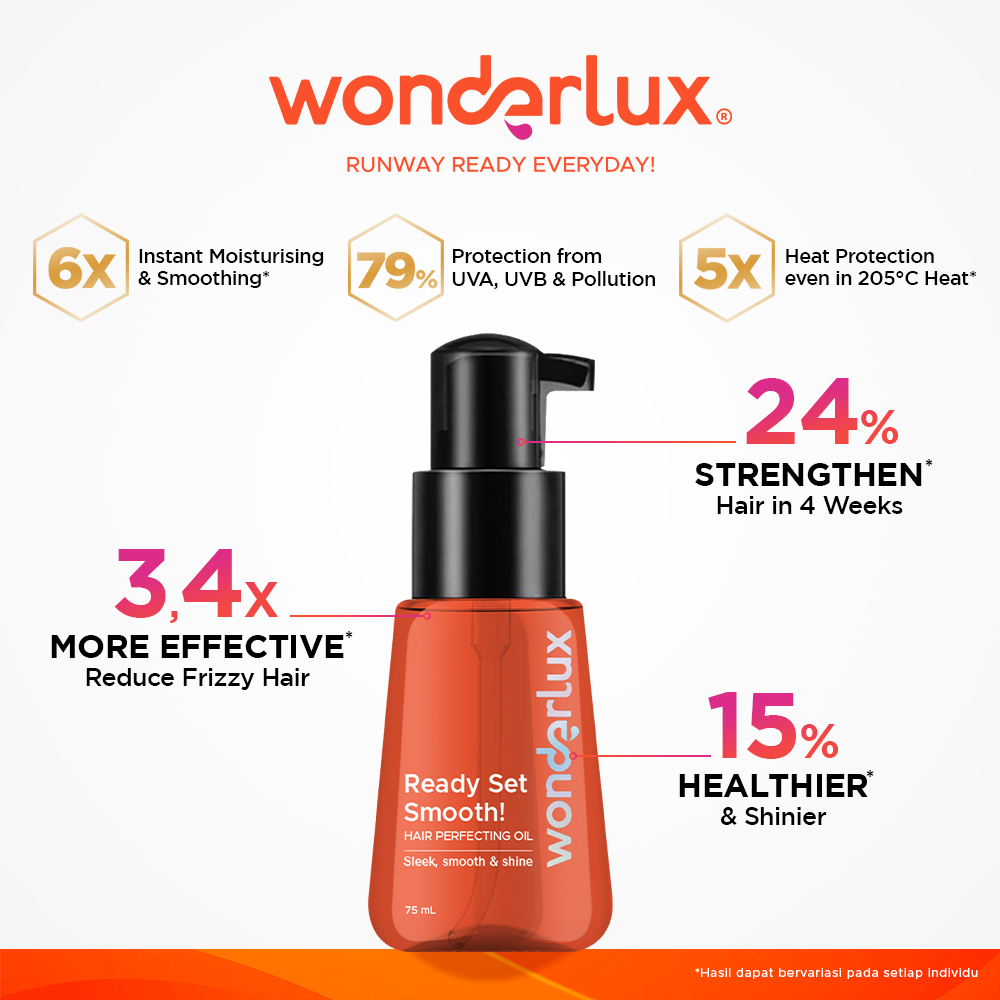 ❤ MEMEY ❤ WONDERLUX Instant Showstopper Advanced | Ready Set Smooth Perfecting Hair Oil 75ml