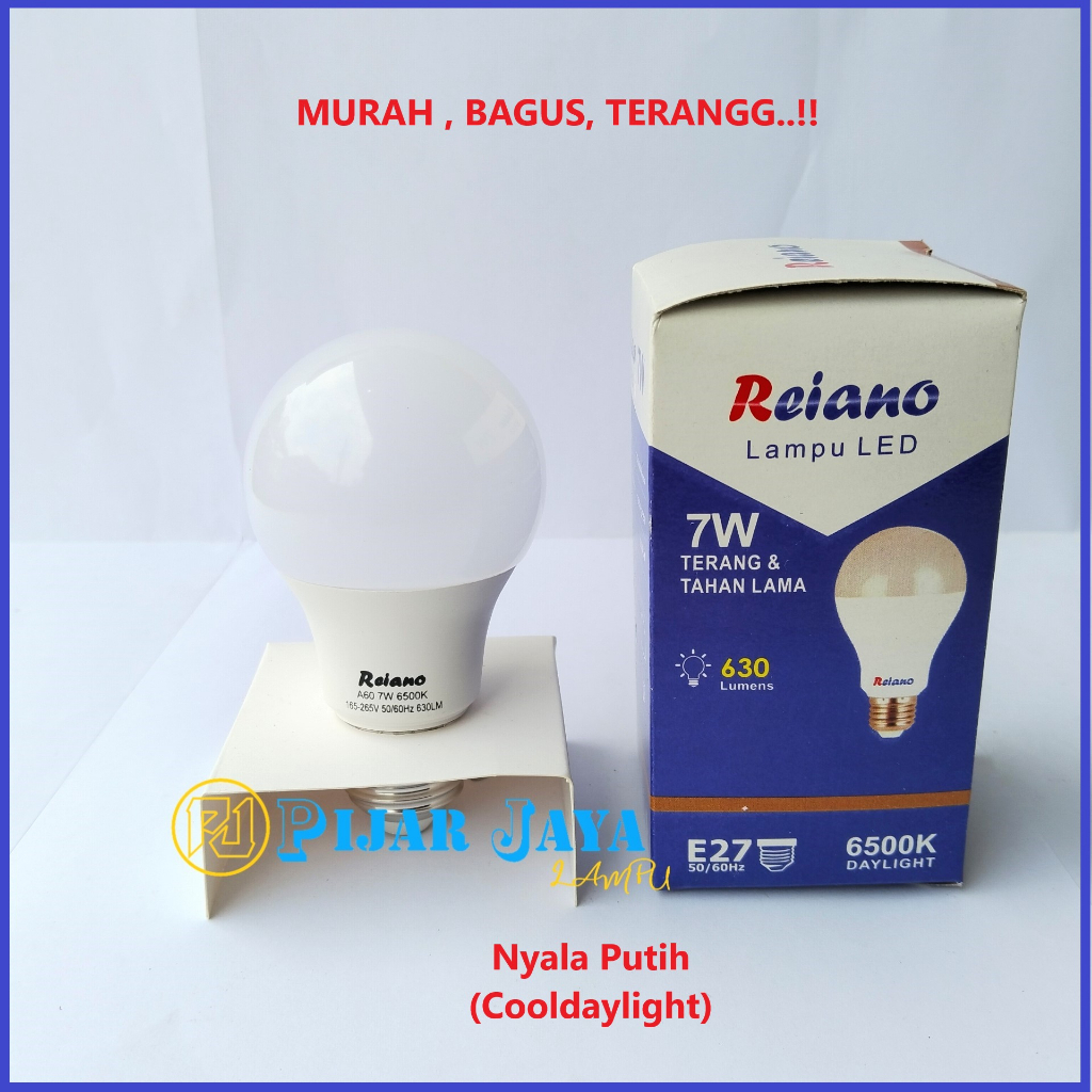 Lampu LED REIANO 7 watt Bohlam LED Rumah 7W Cahaya Putih Terang Murah Bagus