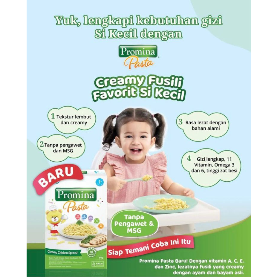 ORIGINAL Promina Pasta Mac n Cheese 60gr 70gr Usia 1+ / Pasta Creamy Chicken Spinach / Pasta Bayi / Makanan Bayi / Snack Bayi / Cemilan Bayi / LEDIMART