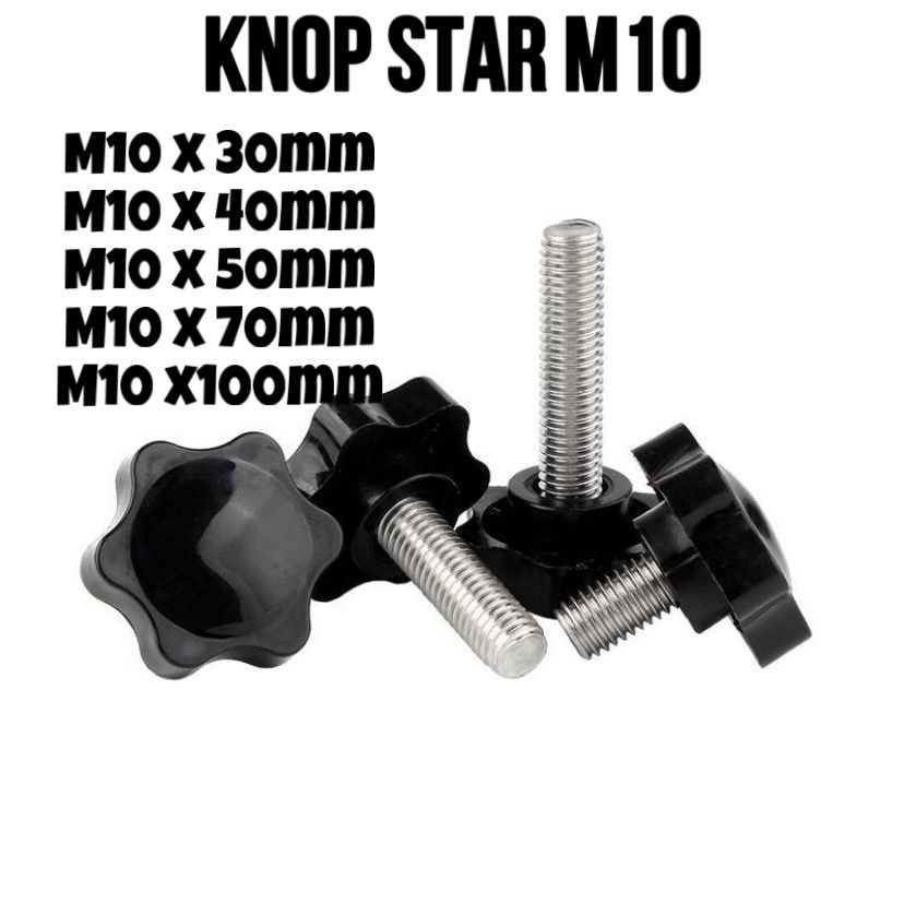 M10 BAUT KNOP STAR / KNOB BAUT BINTANG M10 TEBAL KUALITAS GRADE A / BAUT KUPING M10 PEGANGAN