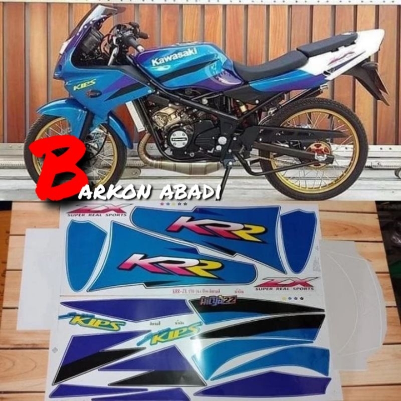 stiker Striping Kawasaki krr ZX 150 original Thailand,warna (biru)