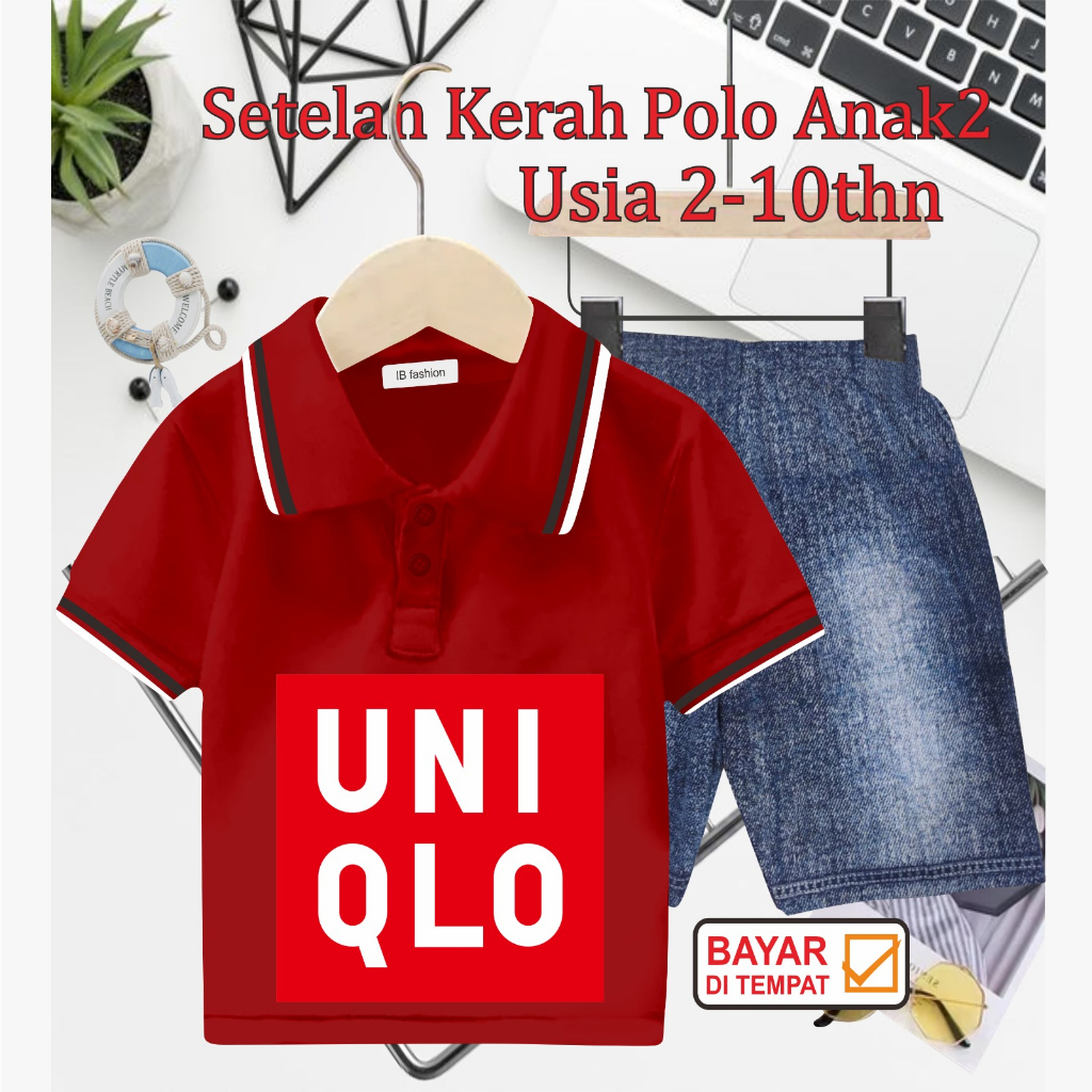 ((IB))SETELAN ANAK2 KERAH POLO SEMI JEANS/UN1GL0 DIGITAL SABLON