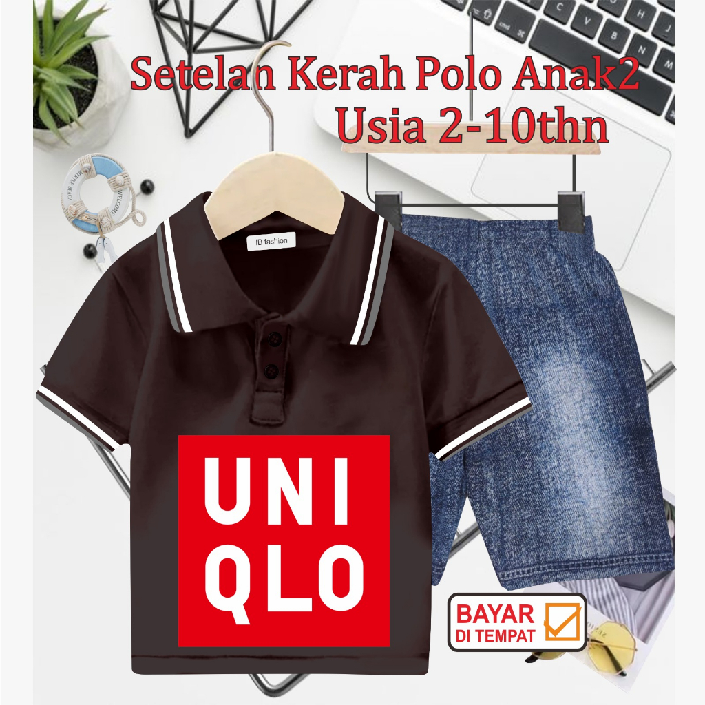 ((IB))SETELAN ANAK2 KERAH POLO SEMI JEANS/UN1GL0 DIGITAL SABLON