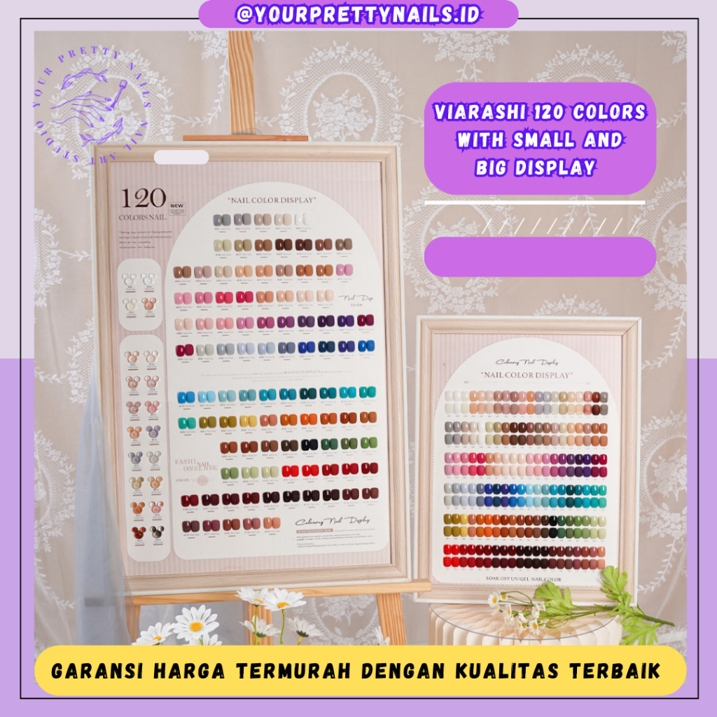 (READY STOCK) VIARASHI 120 COLORS 1 SET GRATIS DISPLAY BESAR COLOR NAIL POLISH UV GEL FREE DISPLAY C