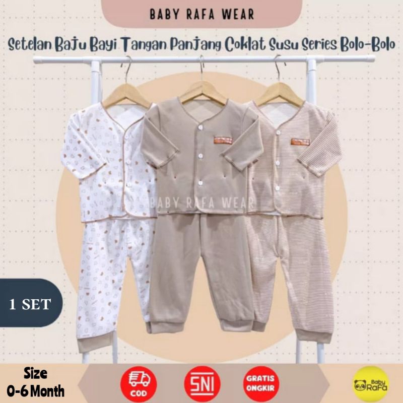 [rumahbayipdg] Stelan baju bayi 0-6 Month SNI || set baju bayi lengan panjang