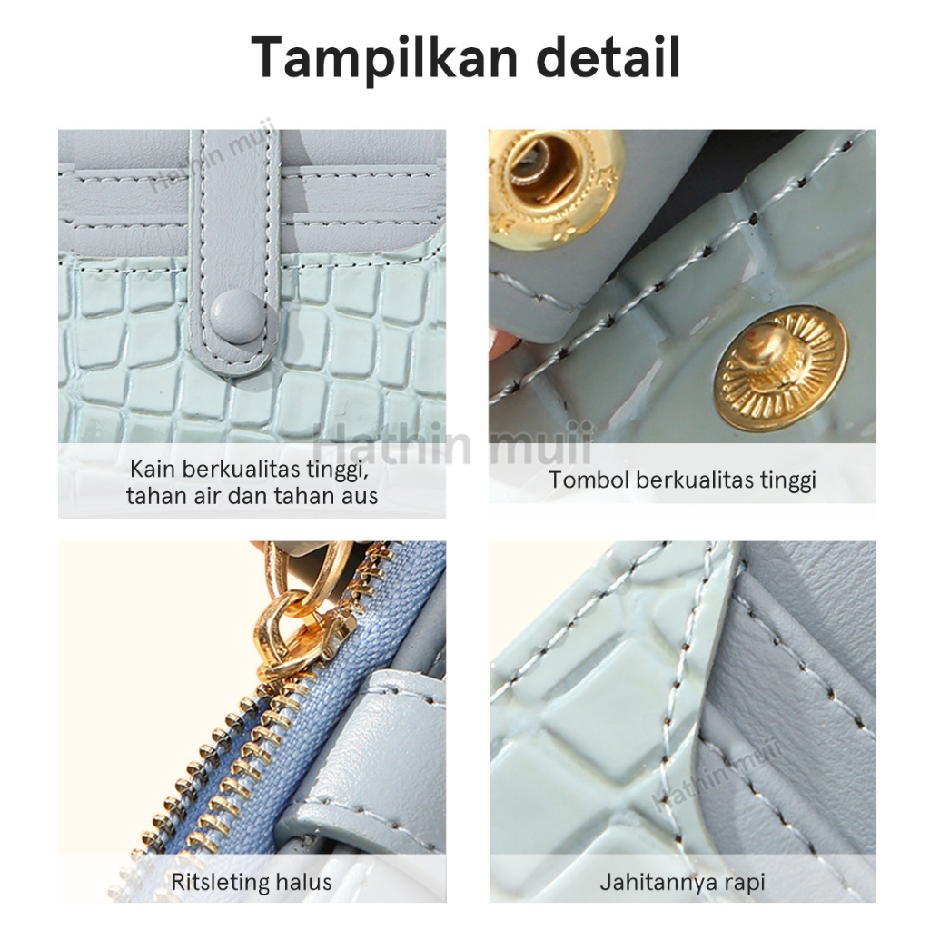 Hathin muii Genie Wallet Dompet Wanita Original Realpic Croco leather Dompet Lipat bisa Cod35