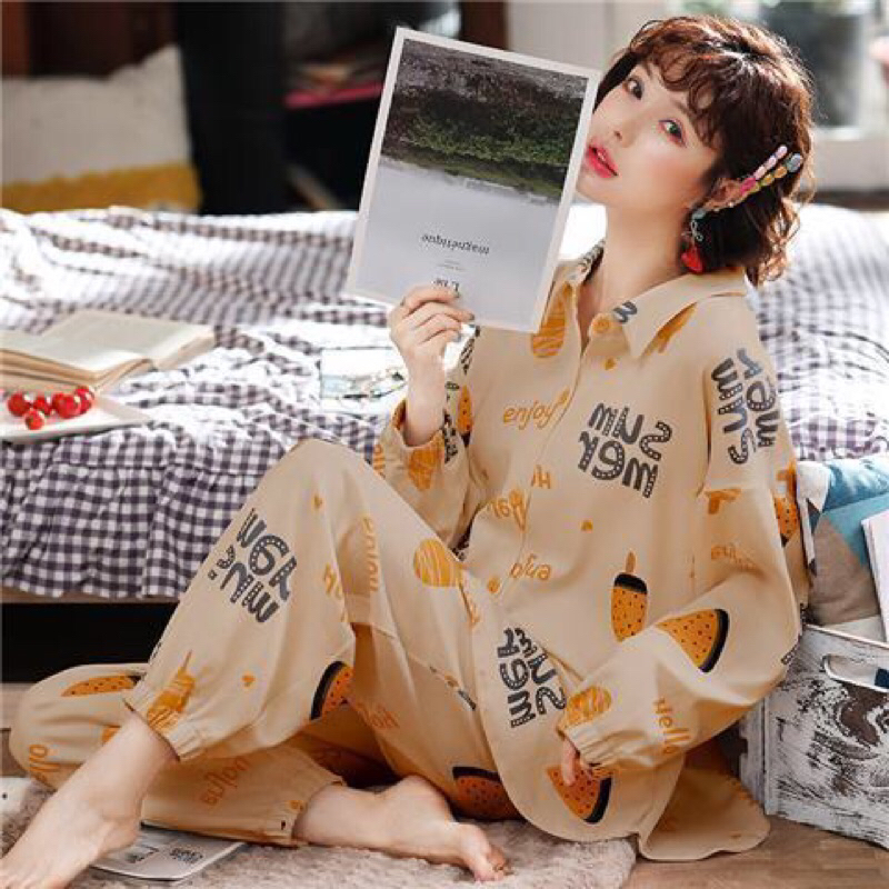 KZ_Piyama pp premium import terbaru / baju tidur krah pp / baju tidur lengan panjang celana panjang / piyama muslimah / piyama korea style import kekinian