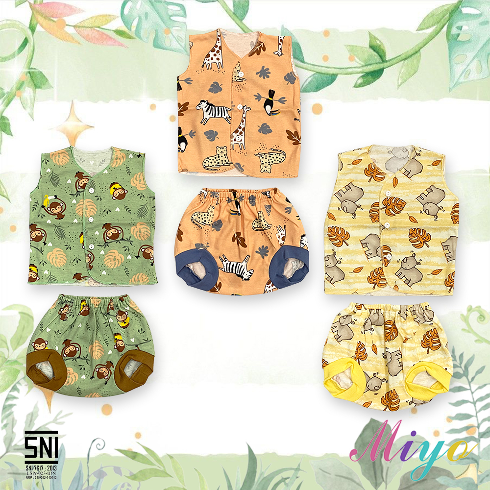 1 Pcs MIYO Setelan Kutung Baju Celana MIYO MOTIF Terbaru Bayi Size 0-6 Bln