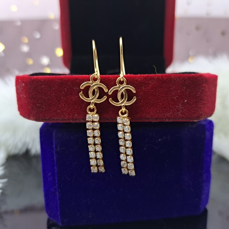 Anting chanell Permata anti karat lapis emas