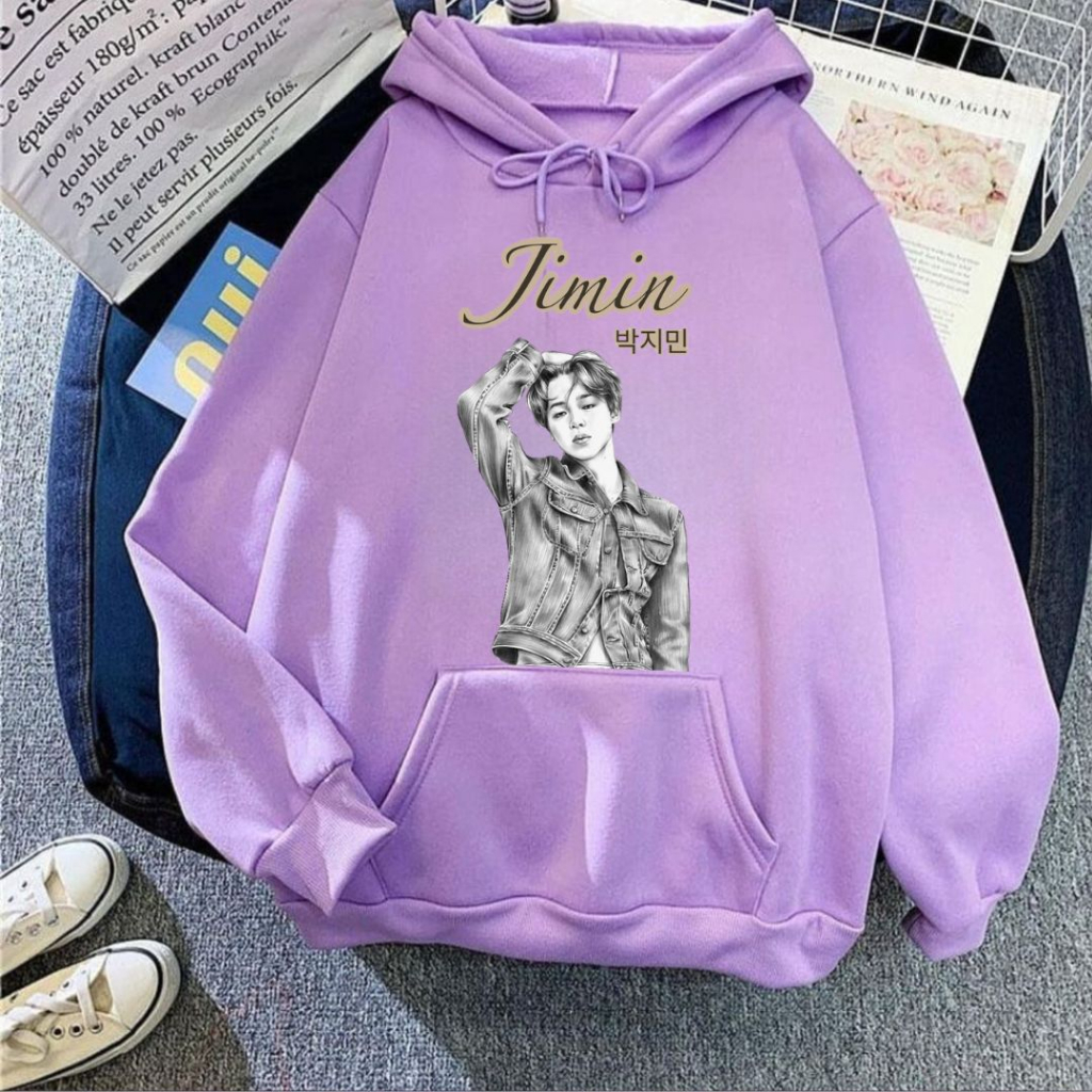HOODIE BTS PARK JIMIN ART PENCIL MODEL TERBARU DESAIN PERSONAL FREE TOPI