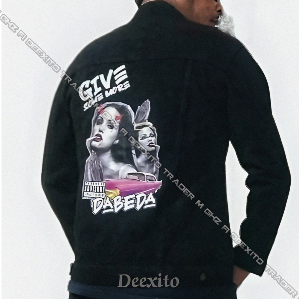 Jaket Pria Jeans Sablon Denim Gambar Belakang