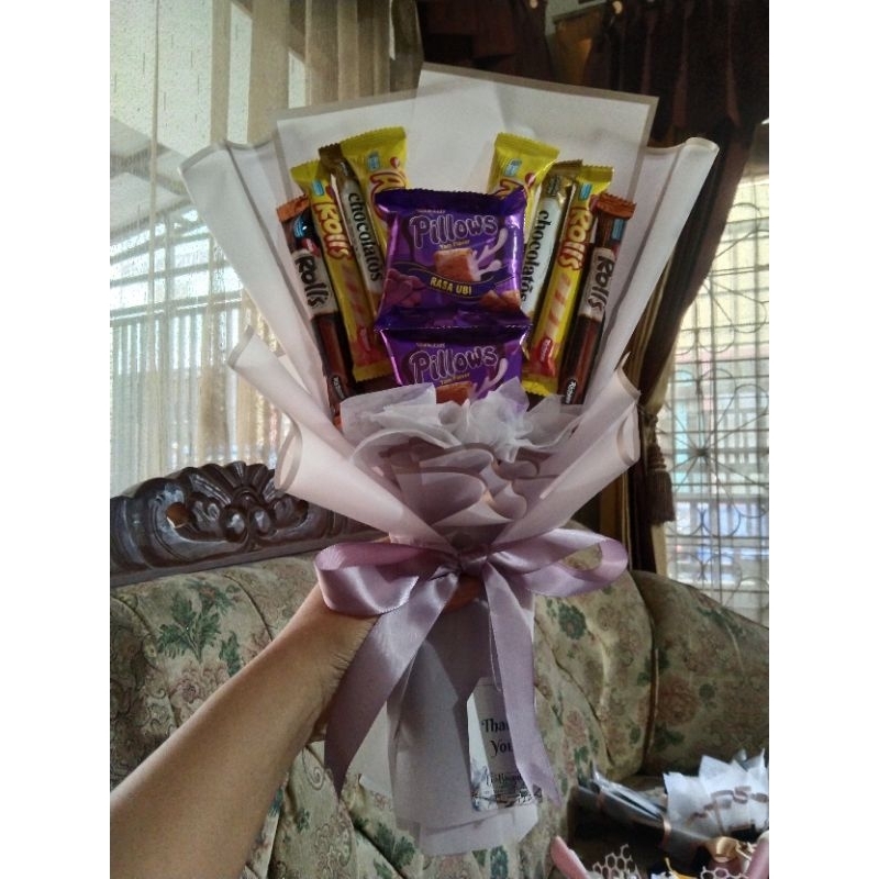 BUKET SNACK TERMURAH/BUKET BANDUNG/BUKET JILBAB UANG SNACK BUNGA