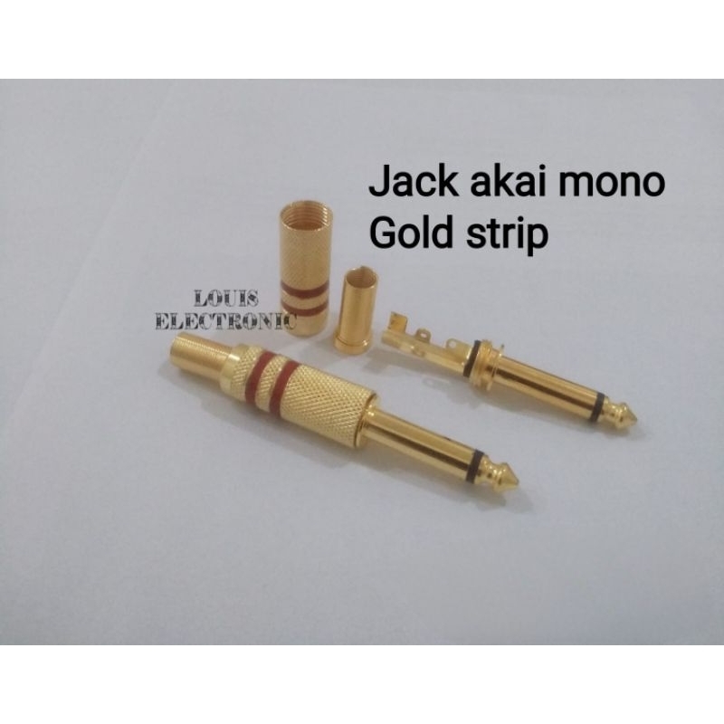 Jack Akai 6.5 mm Mono Jeck Akai Mono Jantan Besi Metal Gold