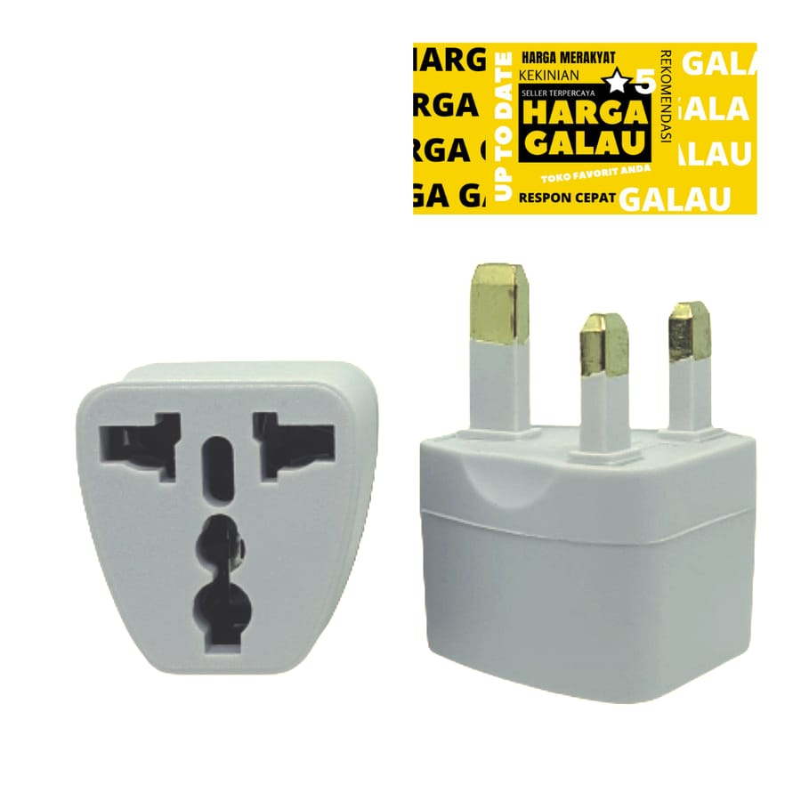 Colokan Listrik Arab Saudi Malaysia Singapura Hongkong kaki 3 Pin Travel Adaptor UK Over Steker Original
