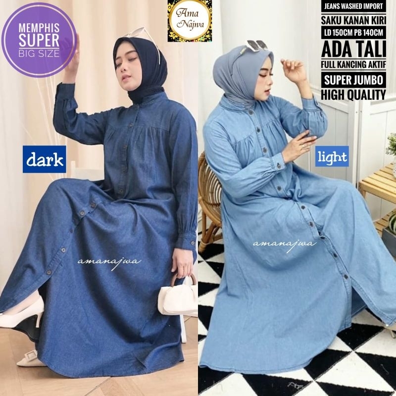 Gamis jeans jumbo ld150 memphis big size