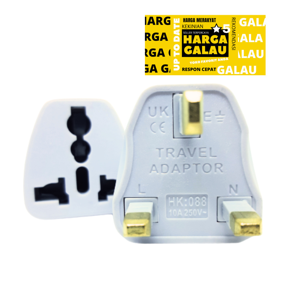 Colokan Listrik Arab Saudi Malaysia Singapura Hongkong kaki 3 Pin Travel Adaptor UK Over Steker Original