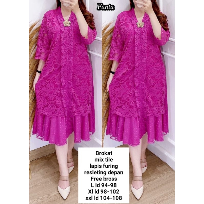 dress kartini brokat super laris viral 2 l xl xxl 4xl 5xl merah gold olive army pink salem peach ungu