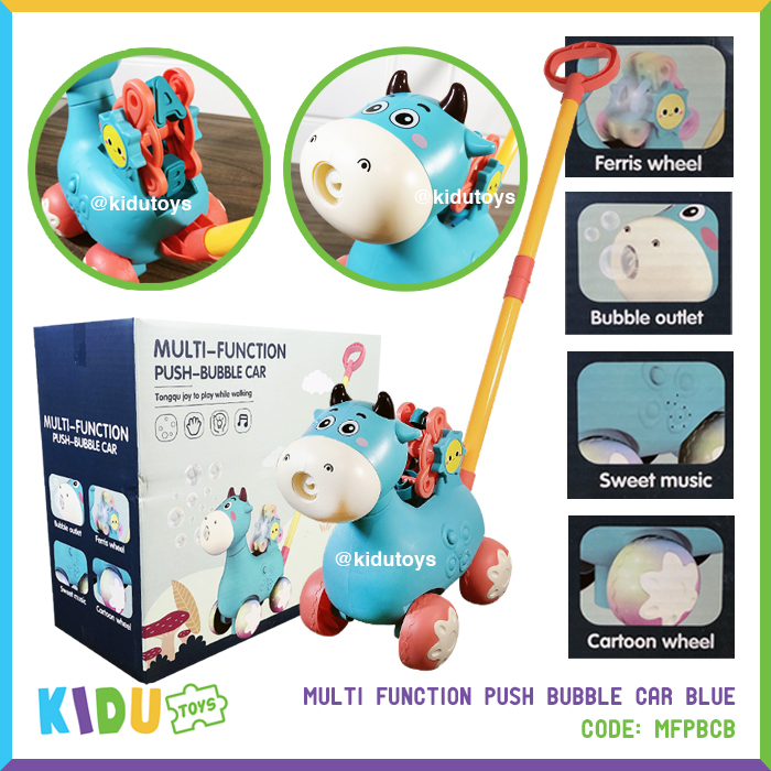 Mainan Edukatif / Mainan Anak Dorong Bubble Multi Function Push Bubble Car Blue Kidu Toys