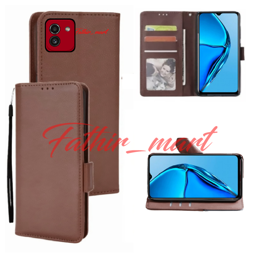 Case Dompet Hp SAMSUNG A03 Case Leather Flip case Cover Kulit Casing Dompet