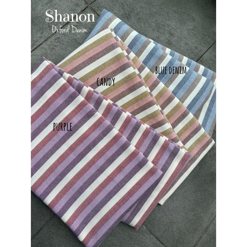 (HARGA 0,5m) KAIN SALUR/STRIPE/GARIS-GARIS OXFORD DENIM SHANON