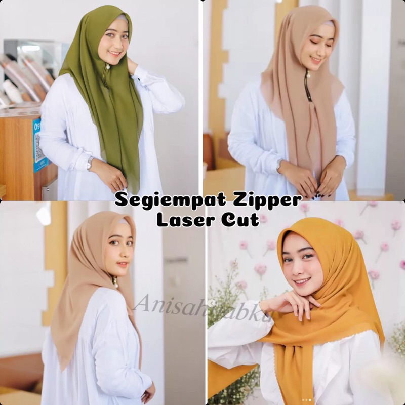 SEGIEMPAT ZIPPER LASER CUT JILBAB SEGIEMPAT BELLA SQUARE POLLYCATTON