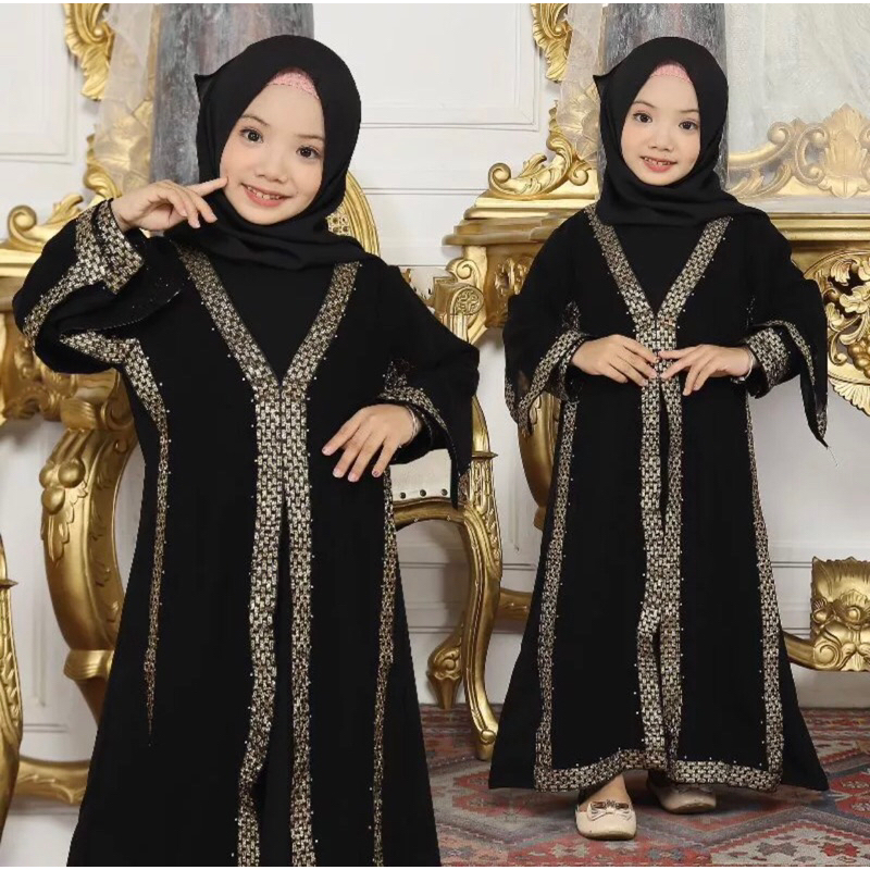 DRESS GAMIS ABAYA SYARI PESTA RENDA KOTAK 195 COUPLE