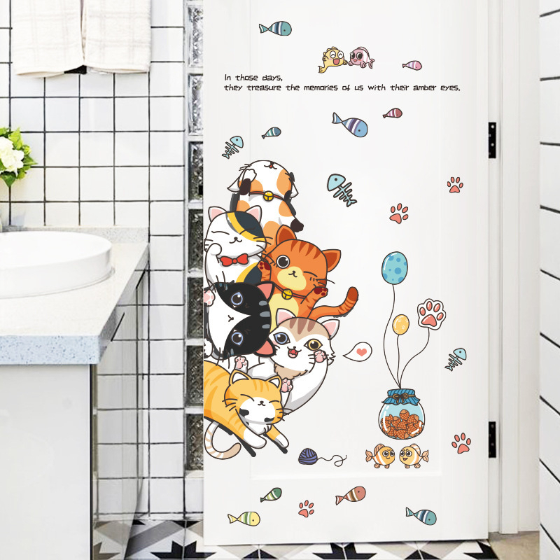 WALLSTICKER WALL STIKER STICKER SETIKER DINDING HIASAN TEMPELAN DEKORASI RUMAH PINTU ANIMAL 1 KACA RUANG TIDUR TAMU ANAK ANAK COWOK CEWEK PREMPUAN DEKOR LEMARI TANGGA WALLSTIKER WALSTICKER MOTIF CAT KUCING LUCU KEKINIAN KADO UNIK ULANG TAHUN @banyak