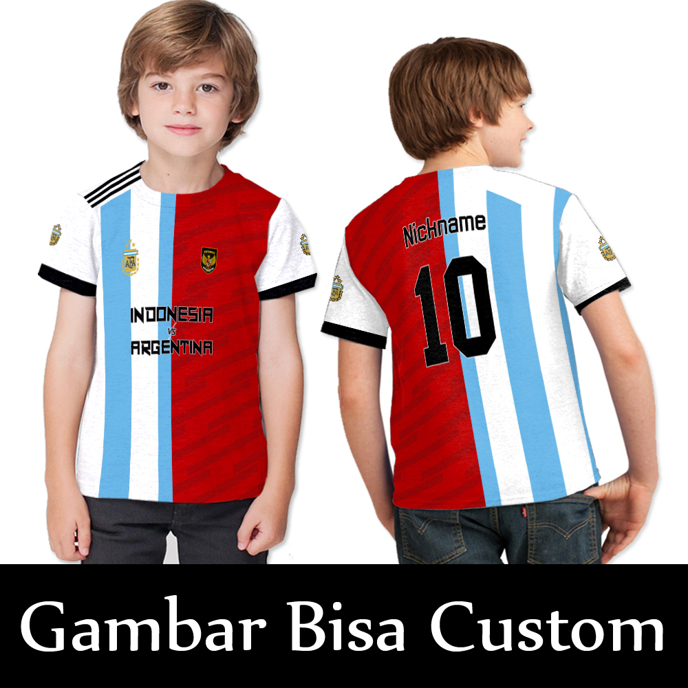 Jersey Indonesia Vs Argentina 2023 Fullprint / Kaos Anak Indonesia / Kaos baju T-shirt Anak Indonesi